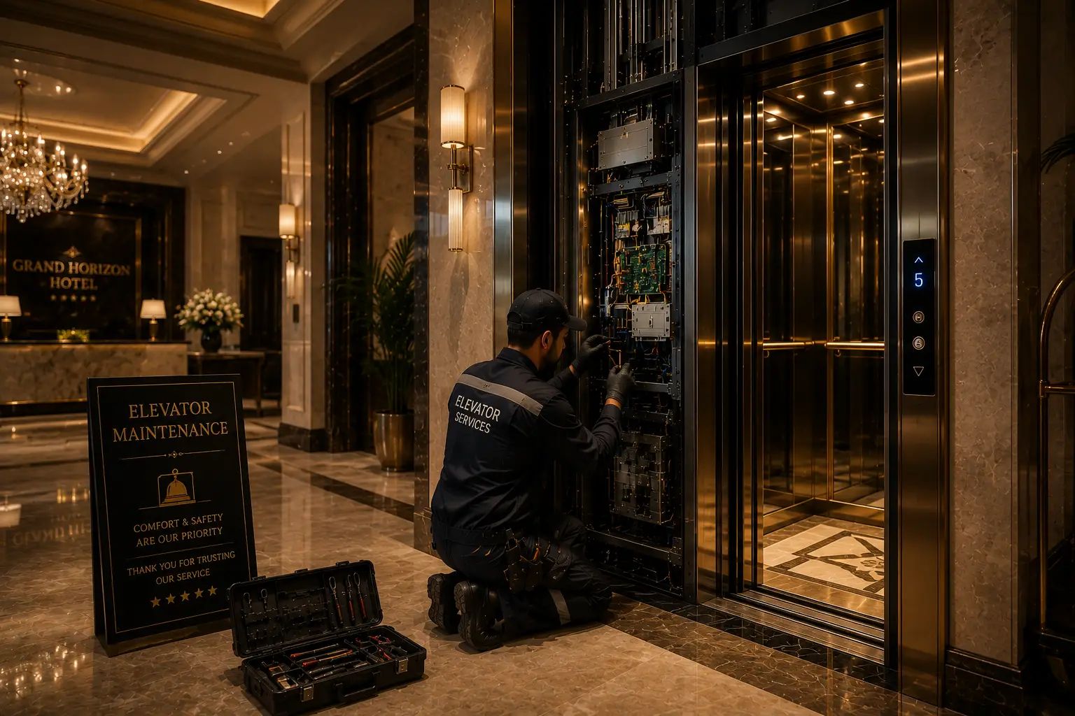 Regular Maintenance Services for Luxury Hotel Elevators